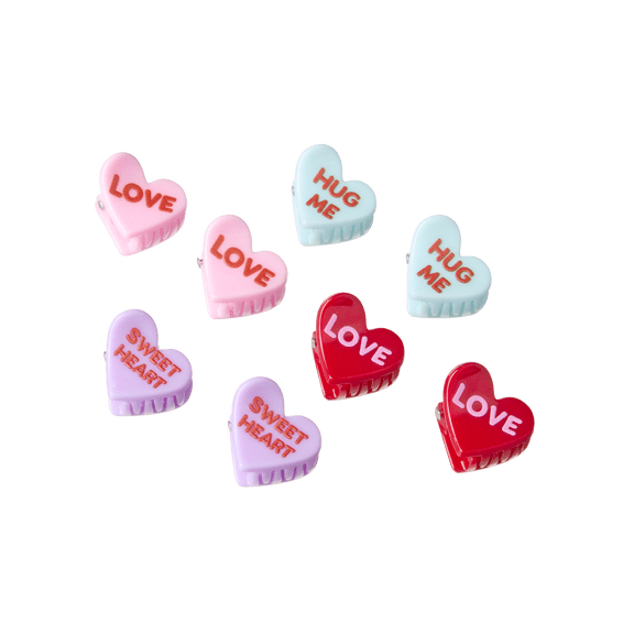 Scunci by Conair Mini Candy Heart Hair Clips in Pastel Colors, 8 Count Pack