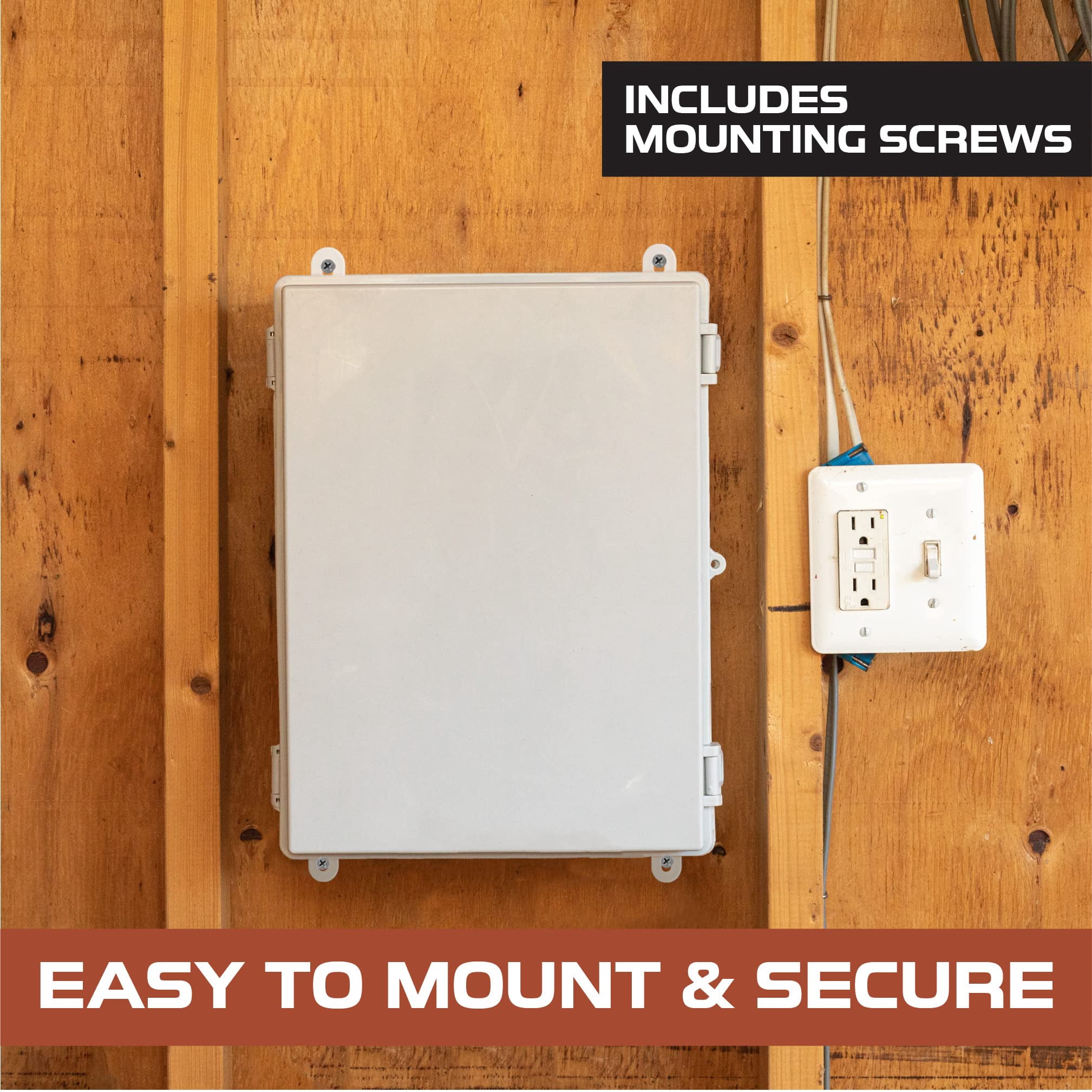 Iron Forge Cable Waterproof Junction Box - Outdoor Electrical Enclosure - Plastic Project Boxes with Mounting Plate, Wall Brackets, Weatherproof Hinged White Panel Cover - IP65-15x11 Inch