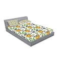 thumbnail image 2 of Ambesonne Emoji Fitted Sheet & Pillow Sham Set, Panda and Exotic Branches, Full, Lime Green Grey Orange, 2 of 2