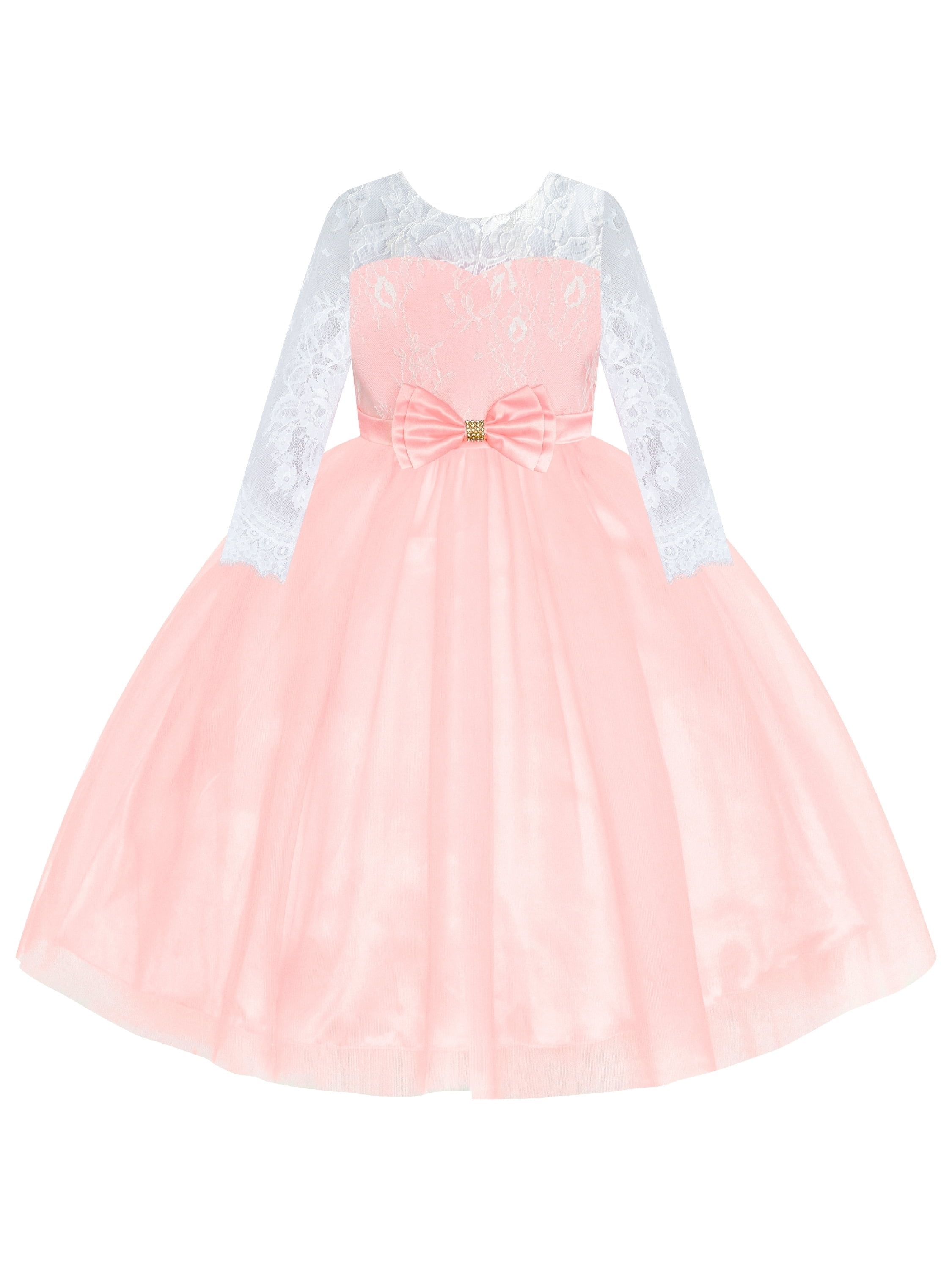Flower Girl Dress Light Pink Lace Long 