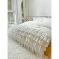 thumbnail image 4 of Waterfall Ruffle Duvet Cover ,3  White Shabby Chic Bedding Solid Color Soft and Breathable with Zipper Closure & Corner Ties, 4 of 7
