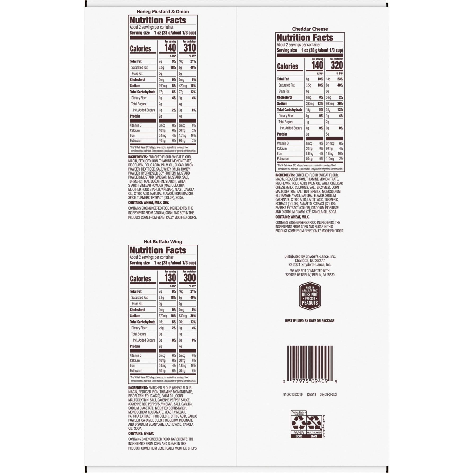 Snyder's of Hanover Pretzel Pieces, Variety Pack of Pretzels Individual Packs, 2.25 oz, 18 Ct