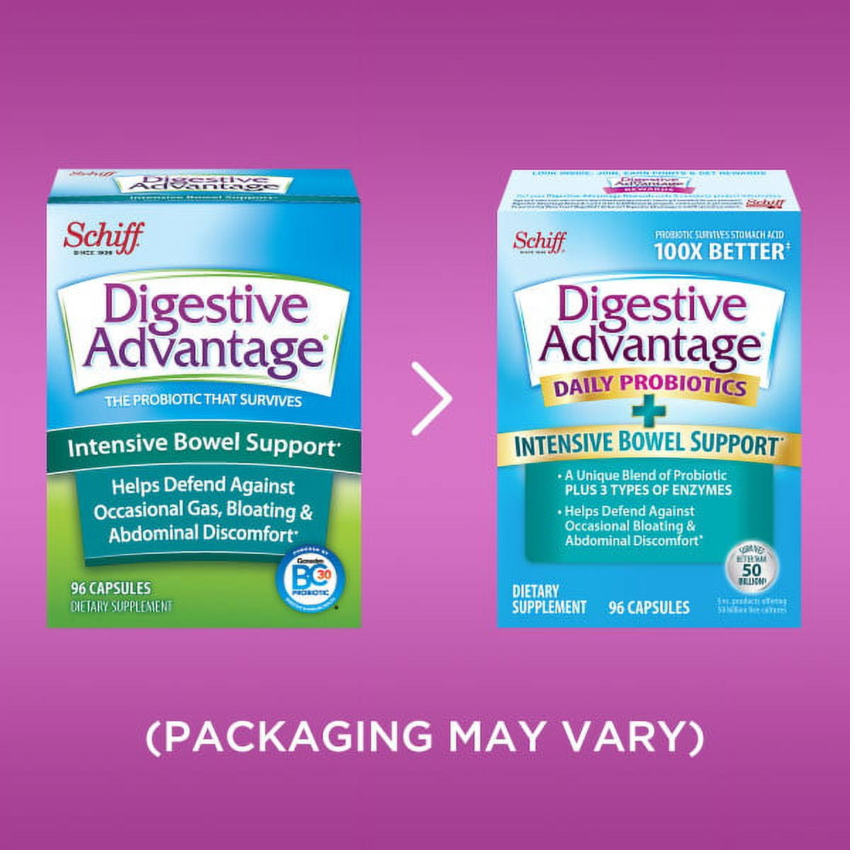 Digestive Advantage Intensive Bowel Support, Probiotic Digestive Enzyme Supplement - 96 Capsules