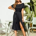 thumbnail image 4 of Gspmoly Robe d'Été, Robe d'Été pour Femme à la Mode, Unie, à Manches Courtes, Épaules Dénudées, Robes d'Été pour Femmes Offres Prime, 4 of 9