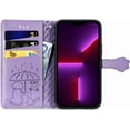 thumbnail image 6 of for iPhone 14 PU Leather Flip Wallet Case, Cat Dog Cartoon Cute Style with ID Card Holder Phone Cover Case for Apple iPhone 14 MG Purple, 6 of 14