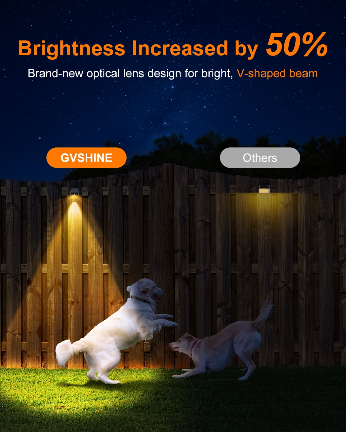 16 Pack Decorative Solar Powered Fence Lights Outdoor Waterproof with Warm White LED Spot Lens, for Outside Wall, Deck, Patio, Yard, Rail, Garage, Pool