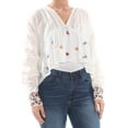 thumbnail image 5 of FREE PEOPLE $128 Womens New 1537 Ivory Ava Embroidered Blouse L B+B, 5 of 5