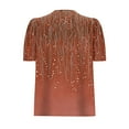 thumbnail image 4 of Lydiaunistar Women's Plus Size Spring Tops Casual Loose Polyester Round Neck Short Sleeve T-Shirt Blouse for Spring Summer Daily Party Brown, 4 of 5
