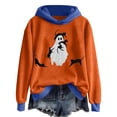 thumbnail image 4 of GuzomFashion Womens Blue Hall-oween Hoodie - Ghost & Black Cat Graphic, 100% Polyester, Color-Block, Relaxed Fit, Inclusive Sizes S-XXXXXL, Machine Washable Autumn Casual Wear,Size L, 4 of 5