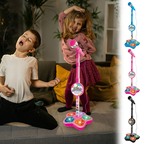 Nsxcdh Karaoke Microphone with Stand,Bluetooth Wireless Singing Machine with LED Lights Singing Gift Ultimate Party Machine for Girls and Boys