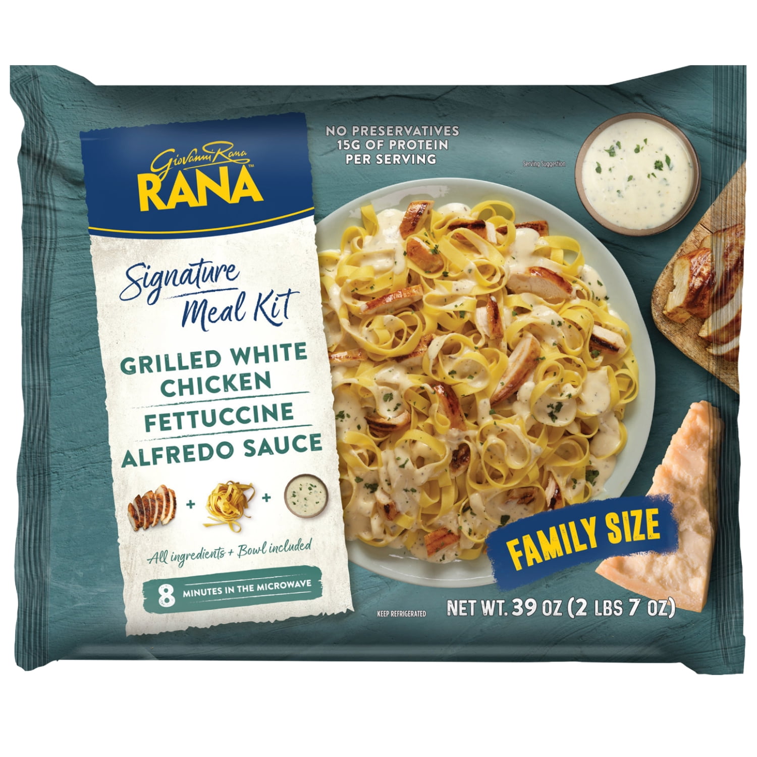 Giovanni Rana Fettuccine Chicken Alfredo Premium Meal Kit Tray (Family Size, 39oz), Refrigerated