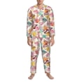 thumbnail image 3 of Naloa Butterflies and Roses Men’s Pajamas Set - Long Sleeve Button Down Sleep Shirt and Pajama Bottoms Sleepwear Set-Medium, 3 of 7