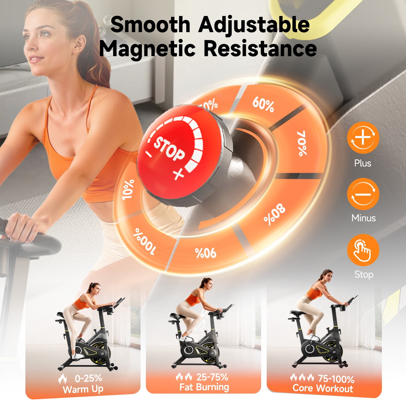 YPOO Professional Exercise Bike for Home Gym, Stationary Bike with 300lbs Weight Capacity, Free APP, Adjustable Resistance for Cardio Workout