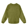 thumbnail image 4 of Patlollav Womens Zipper Patchwork Long Sleeve Tops Plush Pullover Sweatshirt Army Green S, 4 of 6