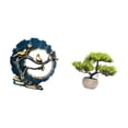 thumbnail image 5 of CarpNettore Figurine Craft Knick Knack Resin Bonsai Tree Artificial Plants Greenery Figurine for House Decorations Bookshelf Living Room Indoor Desk Table Centerpieces, 5 of 8