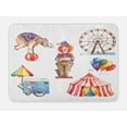 thumbnail image 1 of Circus Bath Mat, Circus Elements with Clown Elephant Balloons Ice Cream Cart Watercolor Illustration, Non-Slip Plush Mat Bathroom Kitchen Laundry Room Decor, 29.5 X 17.5 Inches, Multicolor, Ambesonne, 1 of 2