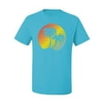 thumbnail image 2 of Two Coconut Palm Trees Beach Sunset | Mens Pop Culture Graphic T-Shirt, Light Turquoise, Medium, 2 of 4