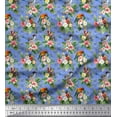 thumbnail image 1 of Soimoi Blue Cotton Voile Fabric Tropical Leaves & European Goldfinch Bird Fabric Prints by Yard 42 Inch Wide, 1 of 1
