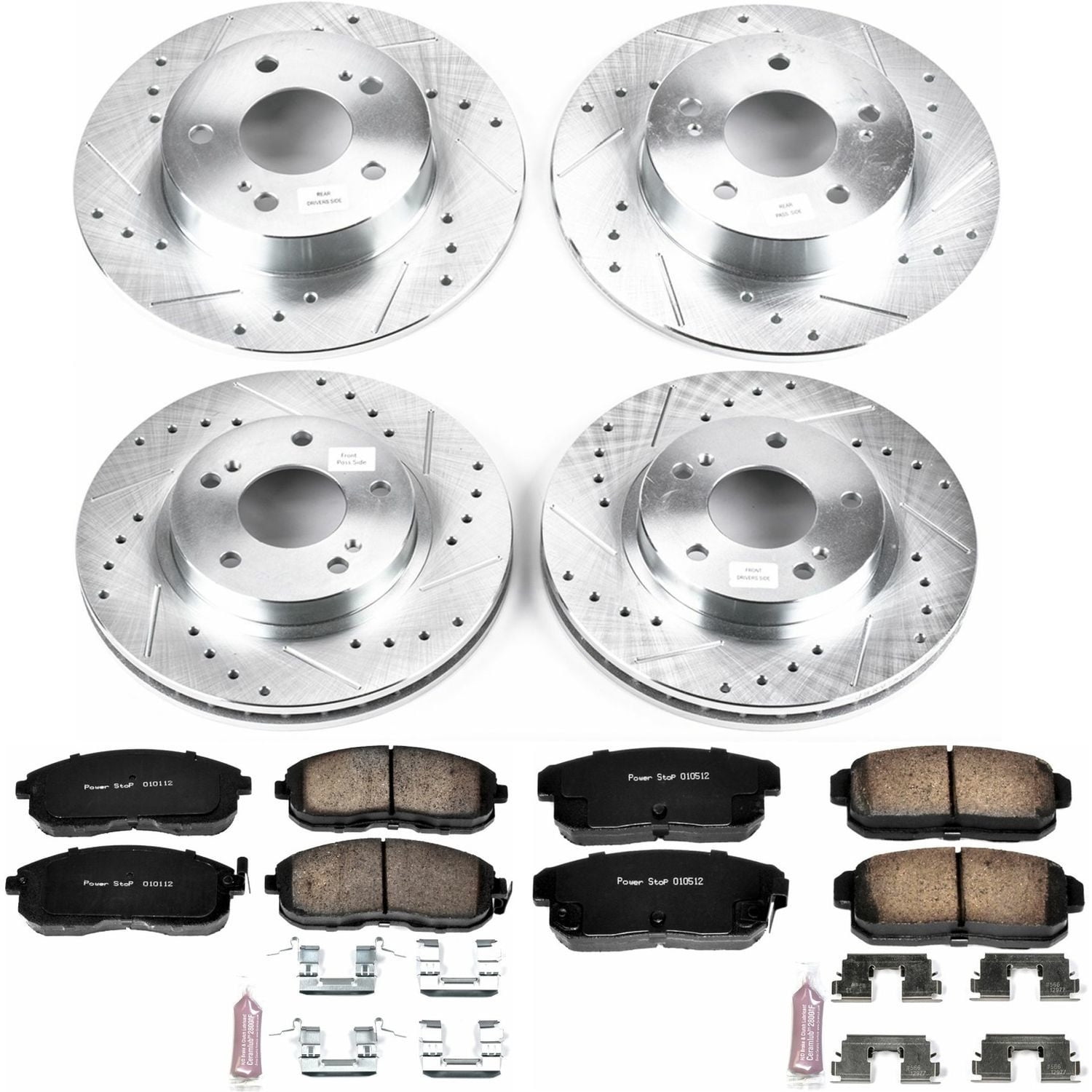 PowerStop Front and Rear Z23 Evolution Sport Carbon-Fiber Ceramic Brake Pad and Drilled & Slotted Rotor Kit Fits: INFINITI Select Models K2703