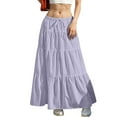 thumbnail image 2 of XUNKUSGA Skirts for Women Solid Color High Waisted A Line Skirt Flared Ruffle Boho Long Skirts for Women Casual Smock Layered Tiered Midi Skirts for Women S-2XL, 2 of 5