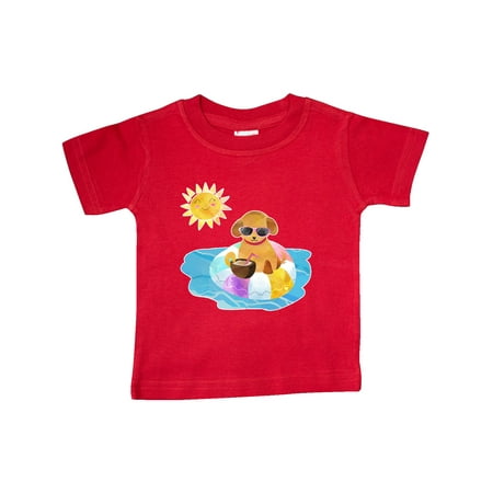 

Inktastic Summer Puppy in Float with Drink Gift Baby Boy or Baby Girl T-Shirt