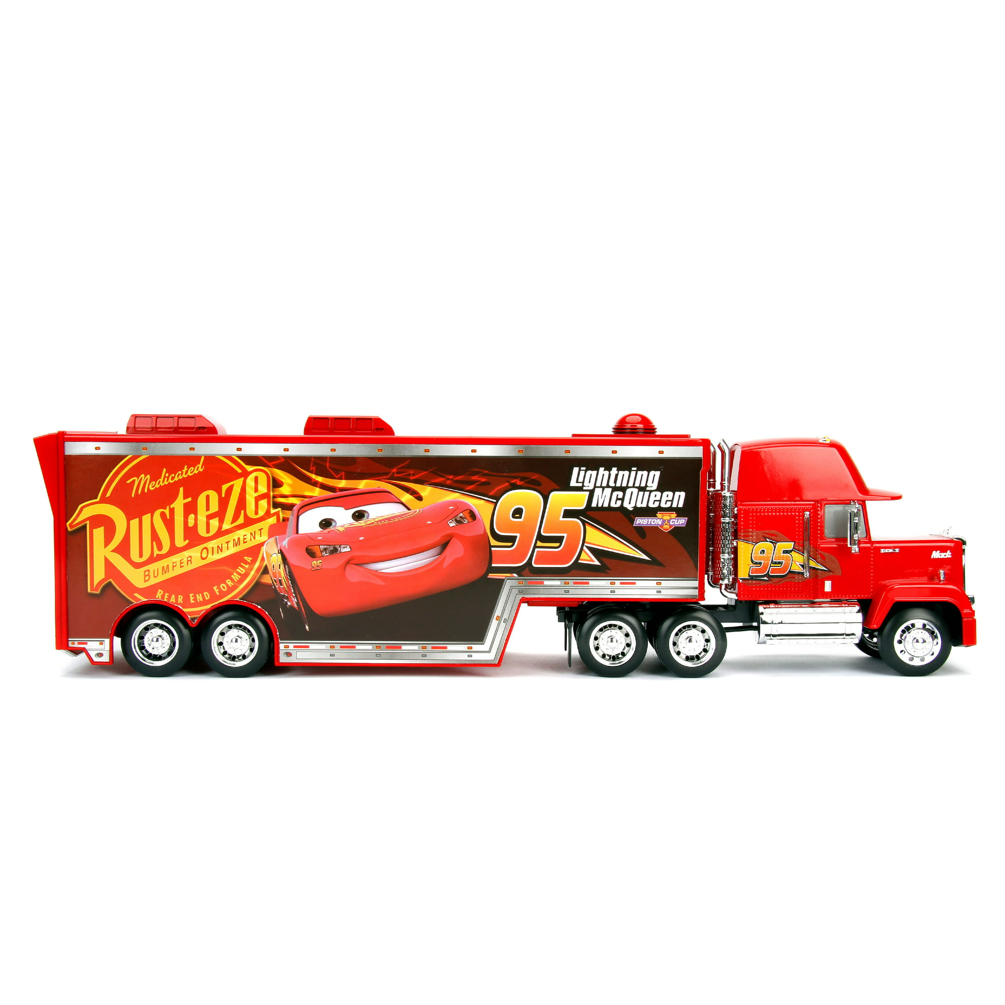Disney Pixar Cars 3 Mack with Lightning McQueen Trailer Holds 2 Vehicles  1:24 Scale Die Cast Vehicle by Jada Toys