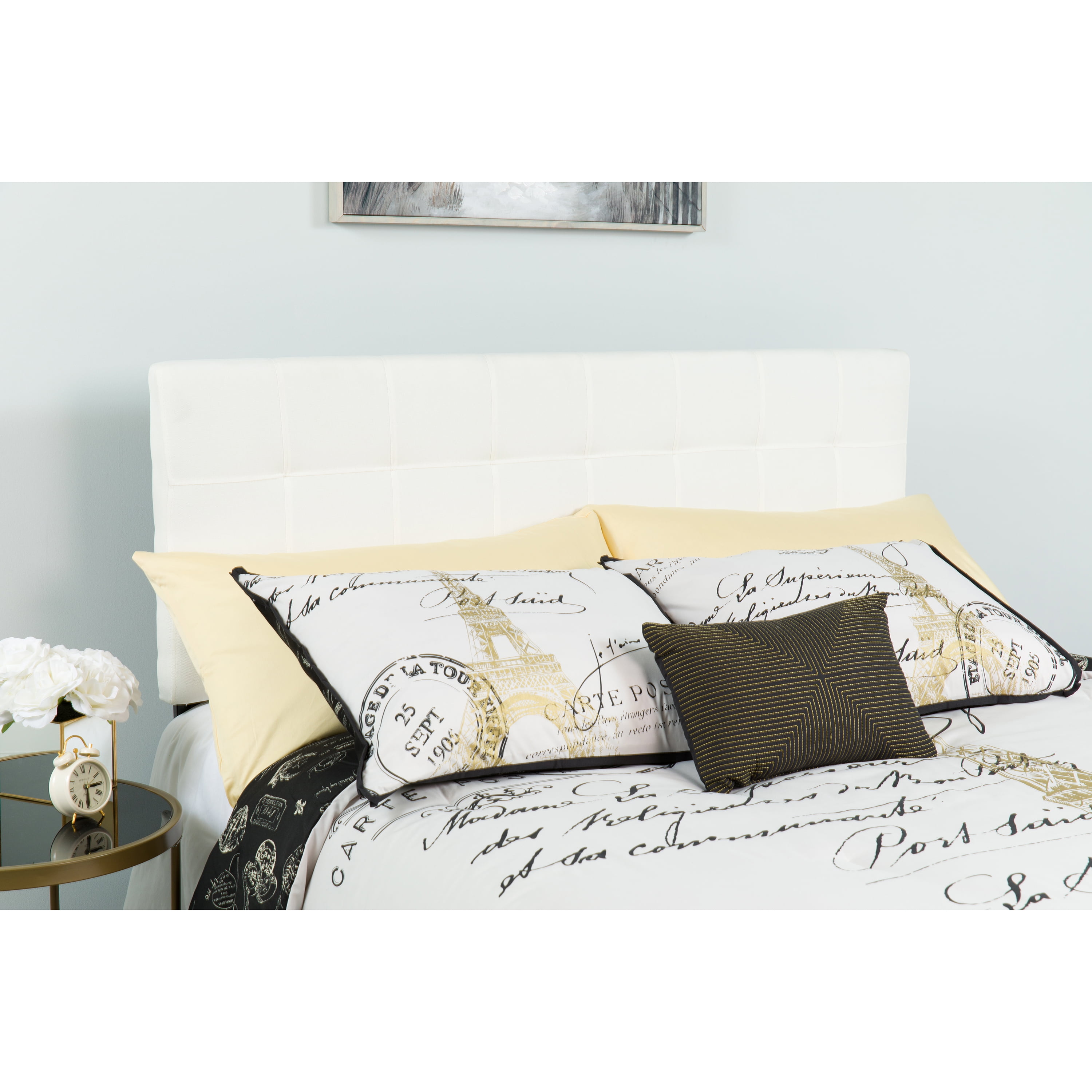 Flash Furniture Bedford Tufted Upholstered King Size Headboard In Flash Furniture Bedford Tufted Upholstered King Size Headboard In White Fabric Com