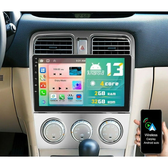 LICHENGTAI 9" Car Stereo Radio for Subaru Forester 2002-2008, Android 13 Car GPS Navigation Unit with Wireless Carplay Android Auto, with Bluetooth, WiFi, HiFi, Mic, AHD Camera, 2 32G