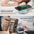 thumbnail image 5 of CaseMe Leather Case for iPhone 16,2 in 1 Detachable Wallet Case with 8-Card Holder Zipper Bills Slot,Magnetic Shockproof Flip Leather Cover Zipper Pocket Phone Cases,Brown,For iPhone 16, 5 of 9