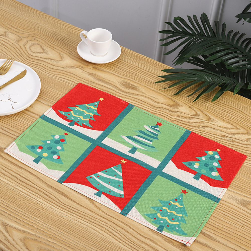 6 Sets De Table Noël En Plastique Lavable - Motif Fleurs, 40x28 Cm, Décorations Festives - 7