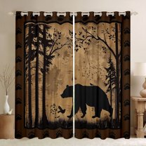 Feelyou Brown Bear Boy Blackout Curtains Set of 2 (52x84 Each), Wildlife Window Curtains
