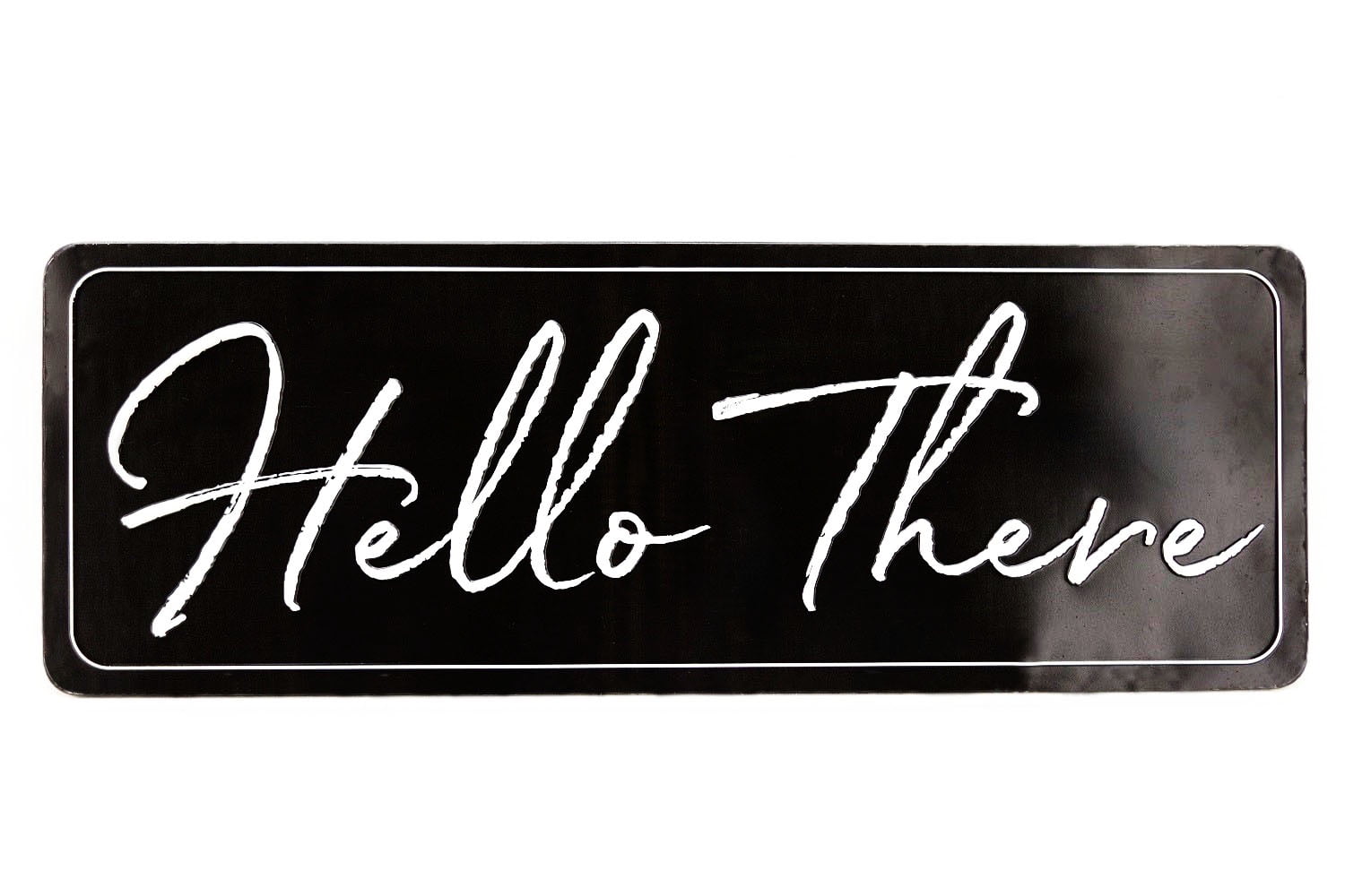 Parisloft Hello There Embossed Metal Printing Wall Sign, Black, 36.6'W x 13'H