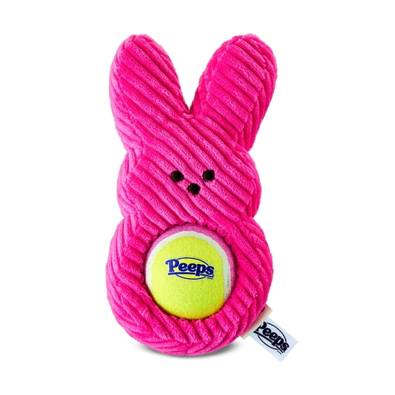 PEEPS® Easter 7.5 inch Pink Bunny Plush Dog Toy with Tennis Ball