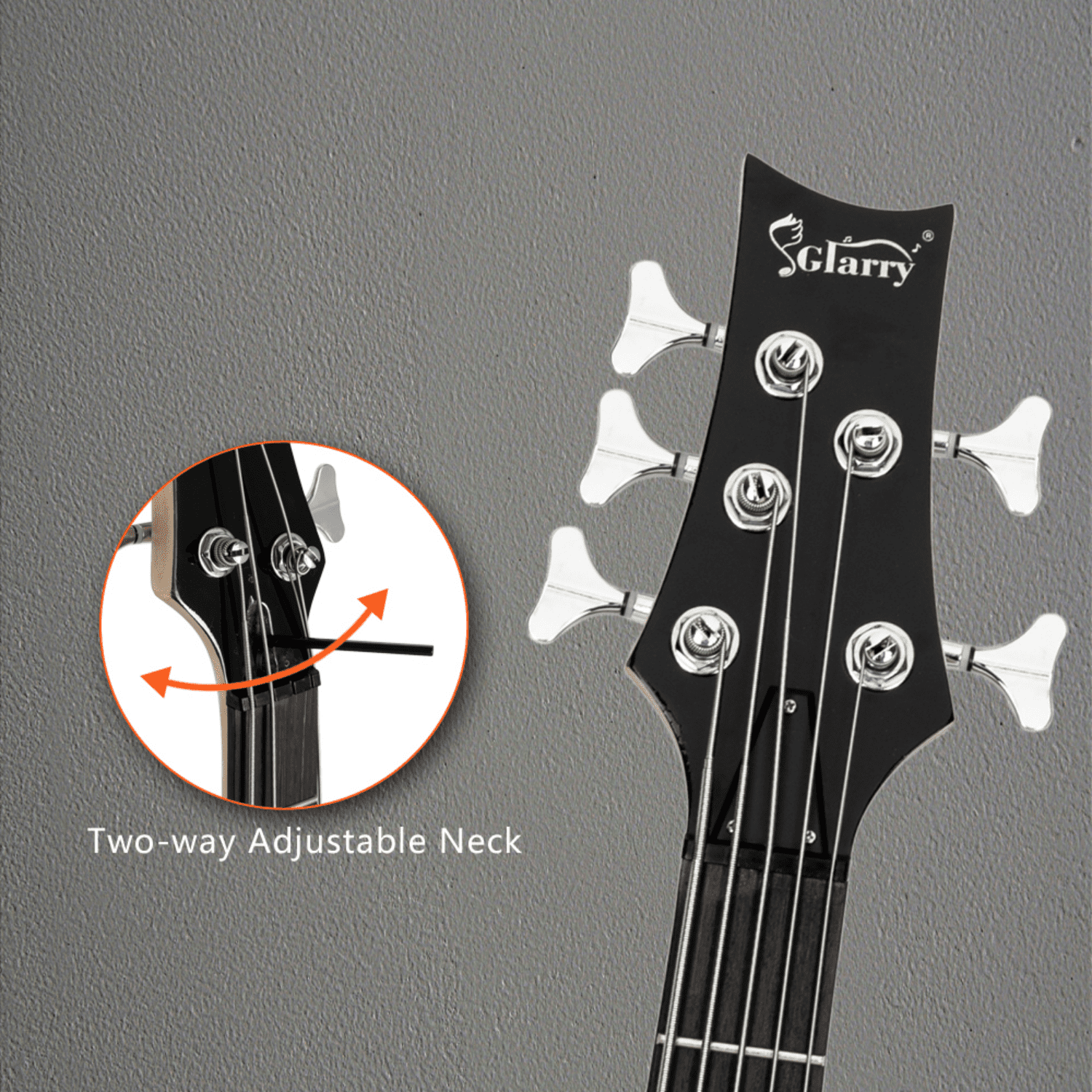 Hassch Electric Bass Guitar Full Size, 5 Strings Bass with Bag, Strap, Pick, Connector and Wrench Tool for Beginners, Sunset Color