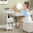 thumbnail image 4 of Costway Makeup Organizer Cart with 2 Storage Drawers & Lockable Wheels for Perfume, White, 4 of 10