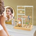 thumbnail image 2 of NKFPAEK Jewelry Organizer, 4-Tier Earring Holder Organizer With 48 Holes, 6 Hooks Necklace Organizer, Wood Box For Bracelet & Ring, Christmas Gifts For Home Decor, Preppy Stuff & Room Decor, 2 of 9