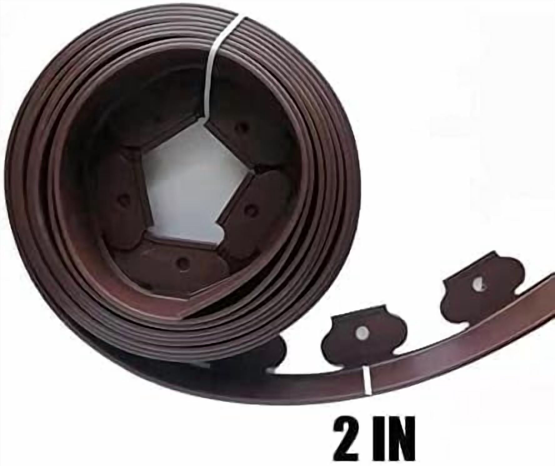 Garden Edging，80ft Landscape Edging with 100 Spikes for Lawn 2 Inch Tall (Brown, 80FT)