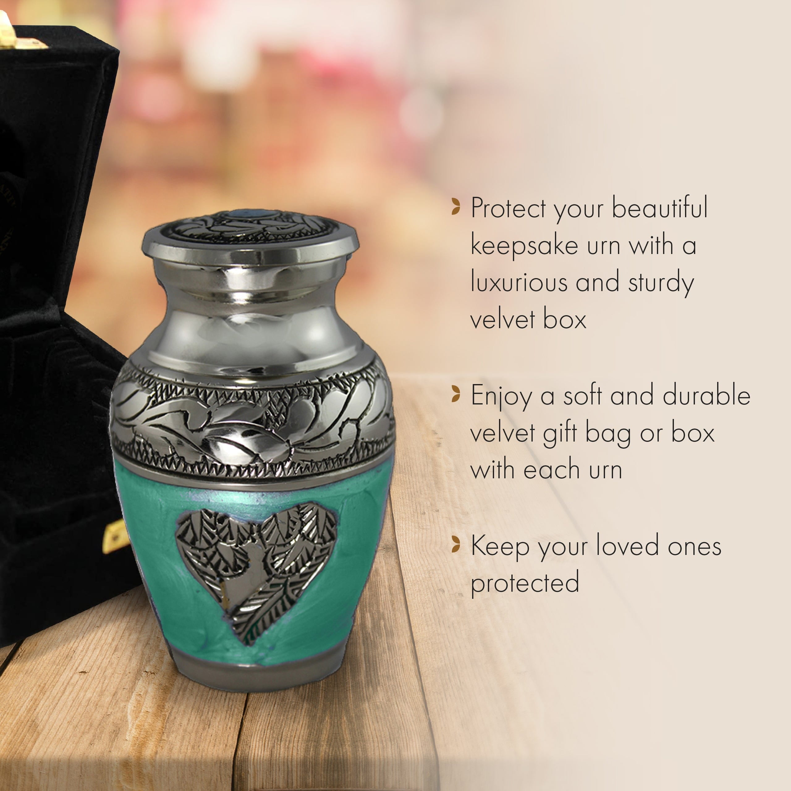 Green Loving Angel Urns for Cremation Ashes Large Urn XL or Small Keepsake Urns for Adult Cremation Ashes & Urns for Human Ashes for Home or Burial Cremation Urns