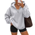 thumbnail image 2 of Womens Oversized Quarter Zip Hoodies,Comfy Long Sleeve Sweatshirts,Casual Loose Fit Fall Fashion Clothes For Daily，Workout & Travel S, 2 of 5