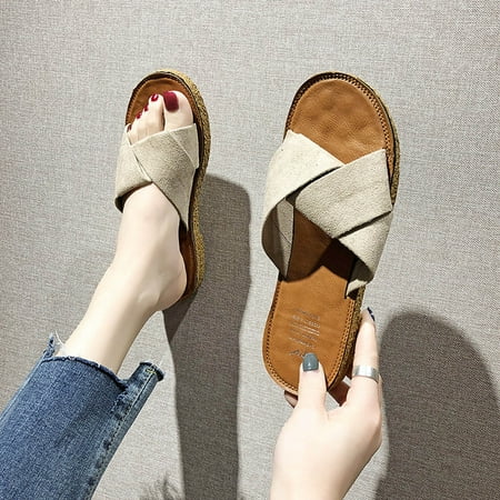 

Summer Cross Slippers Casual Flat Bottomed Women Wear Sandals