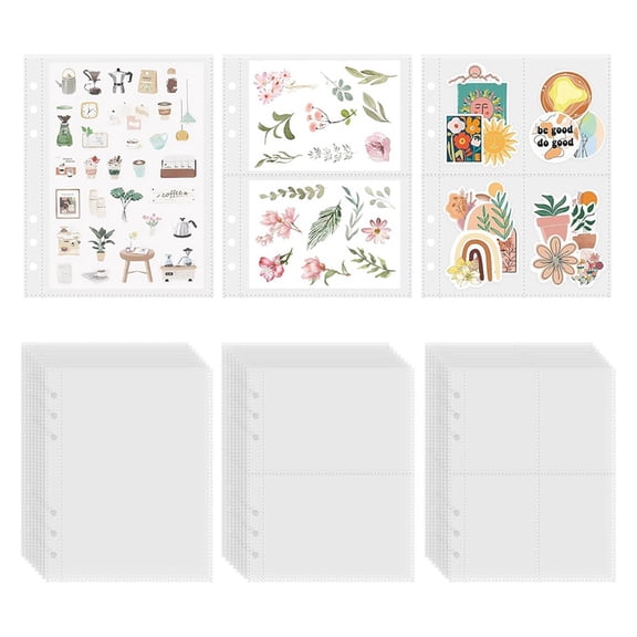 30 Sheets A5 Binder Inserts - Clear Double Sided Plastic Sleeves for Photo, Card, and Sticker Storage