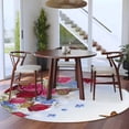 thumbnail image 3 of Pink Red Roses Round Area Rug 8Ft Washable Large Circle Rugs for Living Room Dorm, Spring Floral Butterflies Abstract Art Non-Slip Carpet Floor Mats Indoor Outdoor Carpet Runner Aesthetic Home Decor, 3 of 8