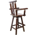 thumbnail image 5 of Rustic Stool with Star Backrest Fir Wood Construction, Wide Armrest and Footrest Tall Bistro Chair for Dining Room, 5 of 12