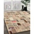 thumbnail image 2 of Ahgly Company Indoor Round Contemporary Brown Patchwork Area Rugs, 4' Round, 2 of 6