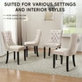 thumbnail image 4 of DONICK Velvet Upholstered Dining Chair Set of 8,Modern Tufted Kitchen Chairs Nailhead Lion Pull Ring Black Wood Legs(Beige), 4 of 9