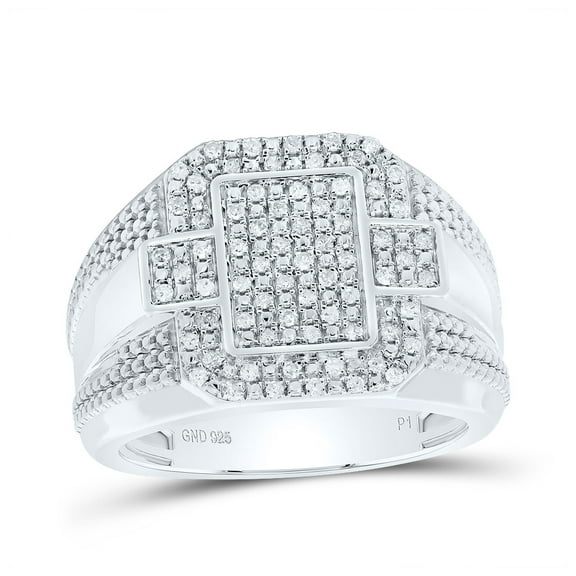 Sterling Silver 1/3 Cttw Diamond Men's Ring, Men Size: 8-12