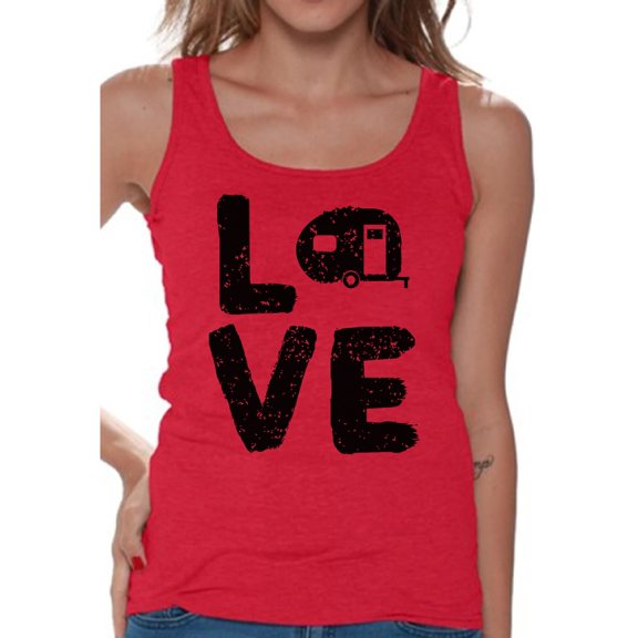 Awkward Styles Love Tank Top for Her Love Camping Women Tank Top Camper T Shirt for Wife I Love Camping Tank Top for Women Camping Clothes for Her Love Camping Tank Top for Girlfriend Camping Lovers