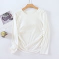 thumbnail image 2 of cfhntfmh Chandails à Manches Longues pour Femmes Hauts Thermiques Col Ras du Cou Soutien-Gorge Intégré Coupe par Temps Froid Couche de Base Chaude Ensembles Vêtements de Nuit (Blanc, Moyen), 2 of 3