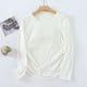 thumbnail image 1 of Pijama de manga larga para mujer, blusa de poliéster, color liso, cuello redondo, manga larga, con sujetador acolchado en el pecho, 1 of 3