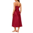 thumbnail image 3 of INSPIRE CHIC Women's Long Satin Nightgowns V Neck Soft Chemise Pajama Dress Lounge Nightdress M Wine Red, 3 of 6